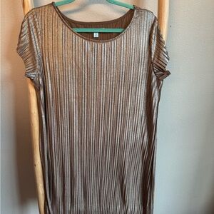 She + Sky Metallic Gold Pleated Dress